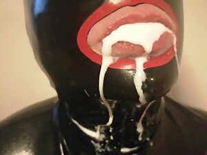 Louise Latex drinking her Yoghurt