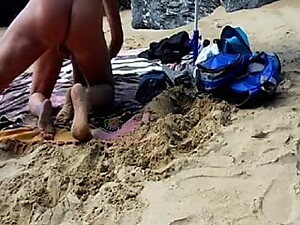 french slut wife lisa fucked doggy style at the beach