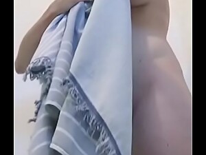 Slut wife hidden cam drying her tits