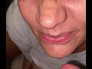 Shy wife taking facial